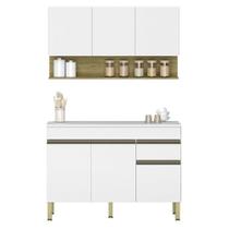 Armário de Cozinha e Balcão com Tampo 150cm Lina K02 Supremo/Freijó - Mpozenato