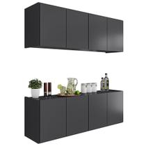 Armário de Cozinha e Balcão Suspenso 118cm Monna Grafite Z34 - Mpozenato Armário de Cozinha e Balcão Suspenso 118cm Monna Grafite Z34 - Mpozenato