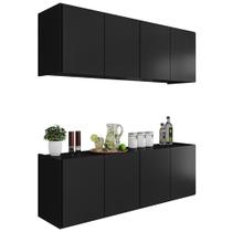 Armário de Cozinha e Balcão Suspenso 118cm Monna Preto Z34 - Mpozenato Armário de Cozinha e Balcão Suspenso 118cm Monna Preto Z34 - Mpozenato