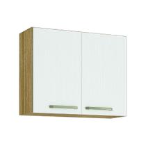 Armário De Cozinha e Lavanderia Aéreo 2 Portas 0,80m Módulo Suspenso Madeirado / Branco Ametista Kits Paraná