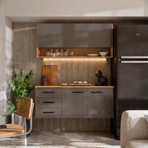 Armário de Cozinha Eliza Completo com Aéreo e Balcão Suspenso MDF Moderno com Portas e Gavetas Design Ripado para Cozinha Compacta Armário de Cozinha Eliza Completo com Aéreo e Balcão Suspenso MDF Moderno com Portas e Gavetas Design Ripado para Cozinha Compacta