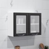 Armário de Cozinha em Aço 2 Portas com Vidro 80cm New Premium Itatiaia Cinza/Grafite/Branco Armário de Cozinha em Aço 2 Portas com Vidro 80cm New Premium Itatiaia Cinza/Grafite/Branco