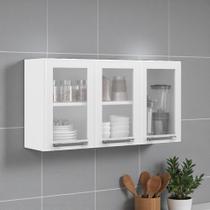 Armário de Cozinha em Aço 3 Portas de Vidro 105cm Florença Itatiaia