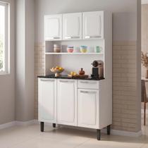Armário de Cozinha em Aço 6 Portas 1 Gaveta com Tampo e Nicho 182 x 105cm Rose Itatiaia Branco Armário de Cozinha em Aço 6 Portas 1 Gaveta com Tampo e Nicho 182 x 105cm Rose Itatiaia Branco