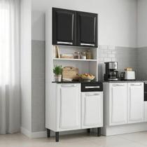 Armário de Cozinha em Aço com Bancada 4 Portas 1 Gaveta 195 x 80cm Pratika Itatiaia Branco/Preto Armário de Cozinha em Aço com Bancada 4 Portas 1 Gaveta 195 x 80cm Pratika Itatiaia Branco/Preto