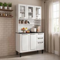 Armário de Cozinha em Aço com Vidro e Bancada 6 Portas 2 Gavetas 195 x 105cm Pratika Itatiaia Branco Armário de Cozinha em Aço com Vidro e Bancada 6 Portas 2 Gavetas 195 x 105cm Pratika Itatiaia Branco