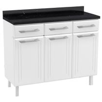 Armário de Cozinha em Aço Topázio 3 Portas 3 Gavetas Branco - Telasul