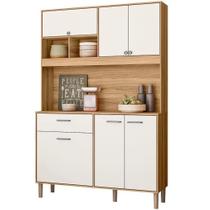 Armário de Cozinha Erva Doce 120cm 6 Portas 1 Gaveta Nicioli Cor Freijó Off White Armário de Cozinha Erva Doce 120cm 6 Portas 1 Gaveta Nicioli Cor Freijó Off White