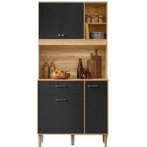 Armário de Cozinha Erva Doce 90cm 4 Portas 1 Gaveta Nicioli Cor Freijó Preto