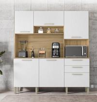 Armário de Cozinha Ferrara com Portas Ripada e Nicho para Forno Freijó Supremo - Kits Paraná