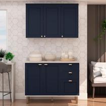 Armário de Cozinha Genialflex 2 Peças Com Tampo Branco Azul Armário de Cozinha Genialflex 2 Peças Com Tampo Branco Azul