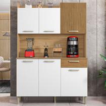 Armário de Cozinha Genova 6 Portas 1 Gaveta Ripado 3D Freijó/Supremo - Kits Paraná Armário de Cozinha Genova 6 Portas 1 Gaveta Ripado 3D Freijó/Supremo - Kits Paraná