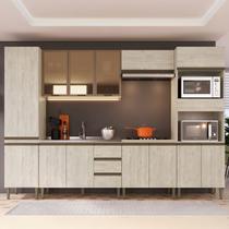 Armário de Cozinha Hermínia 14 Portas 3 Gavetas Crema - Pnr Móveis