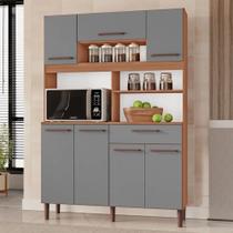 Armário de Cozinha Icaraí 100% MDF Tuboarte 7 Portas e 1 Gaveta Freijó Grafite