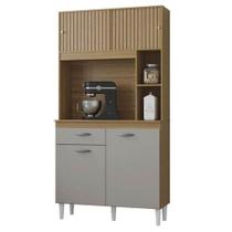 Armário de Cozinha Kit Duda 90 cm 4 Portas 1 Gaveta Damasco Ripado Off White Poquema