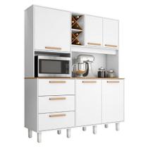 Armário de Cozinha Kit Max 5 Portas 3 Gavetas MDF 160CM Branco Zanzini