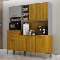 Armário de Cozinha Lian 7 Portas 2 Gavetas Nicho Espaço para Microondas Mobilihouse Armário de Cozinha Lian 7 Portas 2 Gavetas Nicho Espaço para Microondas Mobilihouse