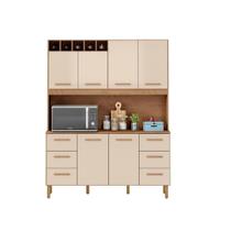 Armário de Cozinha Lívia 1,57m com 6 Portas Amêndoa Off White Armário de Cozinha Lívia 1,57m com 6 Portas Amêndoa Off White