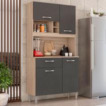 Armário de Cozinha Malta 4 Portas 1 Gaveta Avena Touch/Grafito - Demóbile Armário de Cozinha Malta 4 Portas 1 Gaveta Avena Touch/Grafito - Demóbile