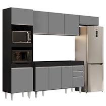 Armário de Cozinha Modulada 4 Peças CP10 Balcão sem Tampo Preto/Cinza - Lumil Armário de Cozinha Modulada 4 Peças CP10 Balcão sem Tampo Preto/Cinza - Lumil