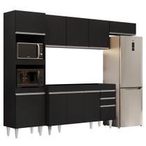 Armário de Cozinha Modulada 4 Peças CP10 Balcão sem Tampo Preto - Lumil
