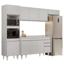 Armário De Cozinha Modulada 4 Peças Cp11 Balcão Com Tampo Branco - Lumil