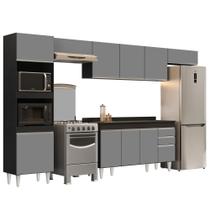 Armário de Cozinha Modulada 5 Peças CP14 Balcão com Tampo Preto/Cinza - Lumil