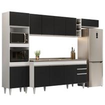 Armário de Cozinha Modulada 5 Peças CP18 Balcão com Pia Inox Branco/Preto - Lumil - Lumil Móveis