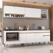 Armário de Cozinha Modulada Compacta 4 Pçs com Balcão para Cooktop Veneza Multimóveis MP2261