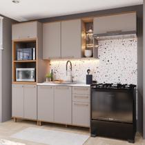 Armário de Cozinha Modulada Compacta Fidelitá Berlim 4 Peças 270cm 9 Portas 2 Gavetas Sem Tampo Camurça/Freijó. Armário de Cozinha Modulada Compacta Fidelitá Berlim 4 Peças 270cm 9 Portas 2 Gavetas Sem Tampo Camurça/Freijó.
