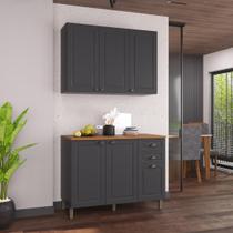 Armário de Cozinha Modulada Compacta Fidelitá Nara 100% MDF 2 Peças 120cm 6 Portas 2 Gavetas Com Tampo Chumbo Armário de Cozinha Modulada Compacta Fidelitá Nara 100% MDF 2 Peças 120cm 6 Portas 2 Gavetas Com Tampo Chumbo