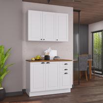 Armário de Cozinha Modulada Compacta Fidelitá Nara 100% MDF 2 Peças 120cm 6 Portas 2 Gavetas Com Tampo e Rodapé Branco Armário de Cozinha Modulada Compacta Fidelitá Nara 100% MDF 2 Peças 120cm 6 Portas 2 Gavetas Com Tampo e Rodapé Branco