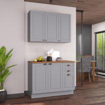 Armário de Cozinha Modulada Compacta Fidelitá Nara 100% MDF 2 Peças 120cm 6 Portas 2 Gavetas Com Tampo e Rodapé Titânio Armário de Cozinha Modulada Compacta Fidelitá Nara 100% MDF 2 Peças 120cm 6 Portas 2 Gavetas Com Tampo e Rodapé Titânio