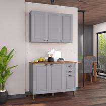 Armário de Cozinha Modulada Compacta Fidelitá Nara 100% MDF 2 Peças 120cm 6 Portas 2 Gavetas Com Tampo Titânio Armário de Cozinha Modulada Compacta Fidelitá Nara 100% MDF 2 Peças 120cm 6 Portas 2 Gavetas Com Tampo Titânio