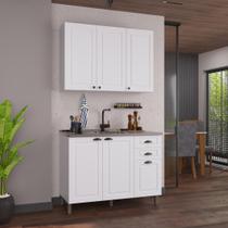 Armário de Cozinha Modulada Compacta Fidelitá Nara 100% MDF 2 Peças 120cm 6 Portas 2 Gavetas Sem Tampo Branco Armário de Cozinha Modulada Compacta Fidelitá Nara 100% MDF 2 Peças 120cm 6 Portas 2 Gavetas Sem Tampo Branco