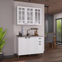 Armário de Cozinha Modulada Compacta Fidelitá Nara 100% MDF 2 Peças 120cm 6 Portas 2 Gavetas Sem Tampo Branco Armário de Cozinha Modulada Compacta Fidelitá Nara 100% MDF 2 Peças 120cm 6 Portas 2 Gavetas Sem Tampo Branco