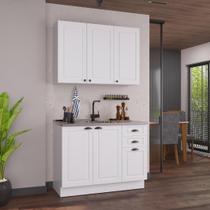 Armário de Cozinha Modulada Compacta Fidelitá Nara 100% MDF 2 Peças 120cm 6 Portas 2 Gavetas Sem Tampo e Rodapé Branco Armário de Cozinha Modulada Compacta Fidelitá Nara 100% MDF 2 Peças 120cm 6 Portas 2 Gavetas Sem Tampo e Rodapé Branco