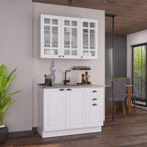 Armário de Cozinha Modulada Compacta Fidelitá Nara 100% MDF 2 Peças 120cm 6 Portas 2 Gavetas Sem Tampo e Rodapé Branco Armário de Cozinha Modulada Compacta Fidelitá Nara 100% MDF 2 Peças 120cm 6 Portas 2 Gavetas Sem Tampo e Rodapé Branco