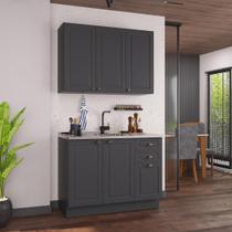 Armário de Cozinha Modulada Compacta Fidelitá Nara 100% MDF 2 Peças 120cm 6 Portas 2 Gavetas Sem Tampo e Rodapé Chumbo Armário de Cozinha Modulada Compacta Fidelitá Nara 100% MDF 2 Peças 120cm 6 Portas 2 Gavetas Sem Tampo e Rodapé Chumbo
