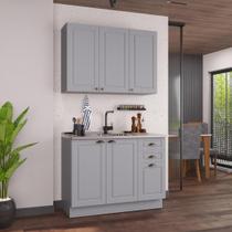 Armário de Cozinha Modulada Compacta Fidelitá Nara 100% MDF 2 Peças 120cm 6 Portas 2 Gavetas Sem Tampo e Rodapé Titânio Armário de Cozinha Modulada Compacta Fidelitá Nara 100% MDF 2 Peças 120cm 6 Portas 2 Gavetas Sem Tampo e Rodapé Titânio