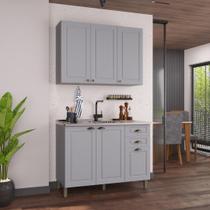 Armário de Cozinha Modulada Compacta Fidelitá Nara 100% MDF 2 Peças 120cm 6 Portas 2 Gavetas Sem Tampo Titânio Armário de Cozinha Modulada Compacta Fidelitá Nara 100% MDF 2 Peças 120cm 6 Portas 2 Gavetas Sem Tampo Titânio