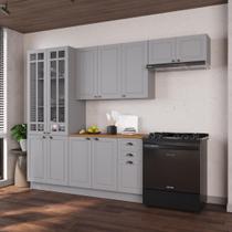 Armário de Cozinha Modulada Compacta Fidelitá Nara 100% MDF 4 Peças 280cm 12 Portas 2 Gavetas Com Tampo e Rodapé Titânio Armário de Cozinha Modulada Compacta Fidelitá Nara 100% MDF 4 Peças 280cm 12 Portas 2 Gavetas Com Tampo e Rodapé Titânio