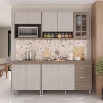 Armário de Cozinha Modulada Compacta Fidelitá Paris 4 Peças 190cm 9 Portas 3 Gavetas Com Tampo Nogal/Salinas Armário de Cozinha Modulada Compacta Fidelitá Paris 4 Peças 190cm 9 Portas 3 Gavetas Com Tampo Nogal/Salinas
