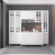 Armário de Cozinha Modulada Compacta Fidelitá Viena 4 Peças 225cm 11 Portas 3 Gavetas Com Tampo Branco Armário de Cozinha Modulada Compacta Fidelitá Viena 4 Peças 225cm 11 Portas 3 Gavetas Com Tampo Branco