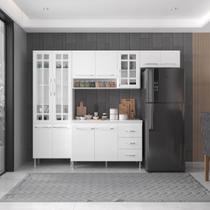 Armário de Cozinha Modulada Compacta Fidelitá Viena 4 Peças 260cm 11 Portas 3 Gavetas Com Tampo Branco