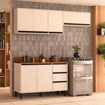 Armário de Cozinha Modulada Completa 3 Peças 200cm Com Tampo 250039 Koya Politorno Móveis Armário de Cozinha Modulada Completa 3 Peças 200cm Com Tampo 250039 Koya Politorno Móveis