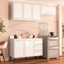 Armário de Cozinha Modulada Completa 3 Peças 310cm Com Tampo 100% MDF Amara Politorno Móveis