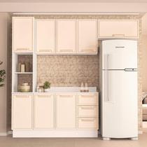 Armário de Cozinha Modulada Completa 4 Peças 200cm Com Tampo 100% MDF Amara Politorno Móveis