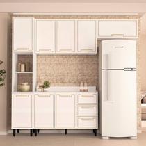 Armário de Cozinha Modulada Completa 4 Peças 240cm Com Tampo 100% MDF Amara Politorno Móveis Armário de Cozinha Modulada Completa 4 Peças 240cm Com Tampo 100% MDF Amara Politorno Móveis