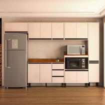 Armário de Cozinha Modulada Completa 6 Peças 316,8cm Com Tampo 250044 Koya Politorno Móveis